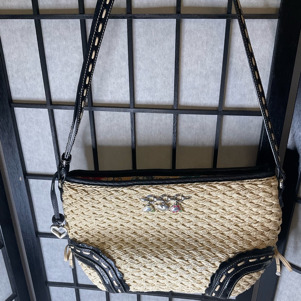 Brighton Bag Natural Jute/Straw body and Leather Trim